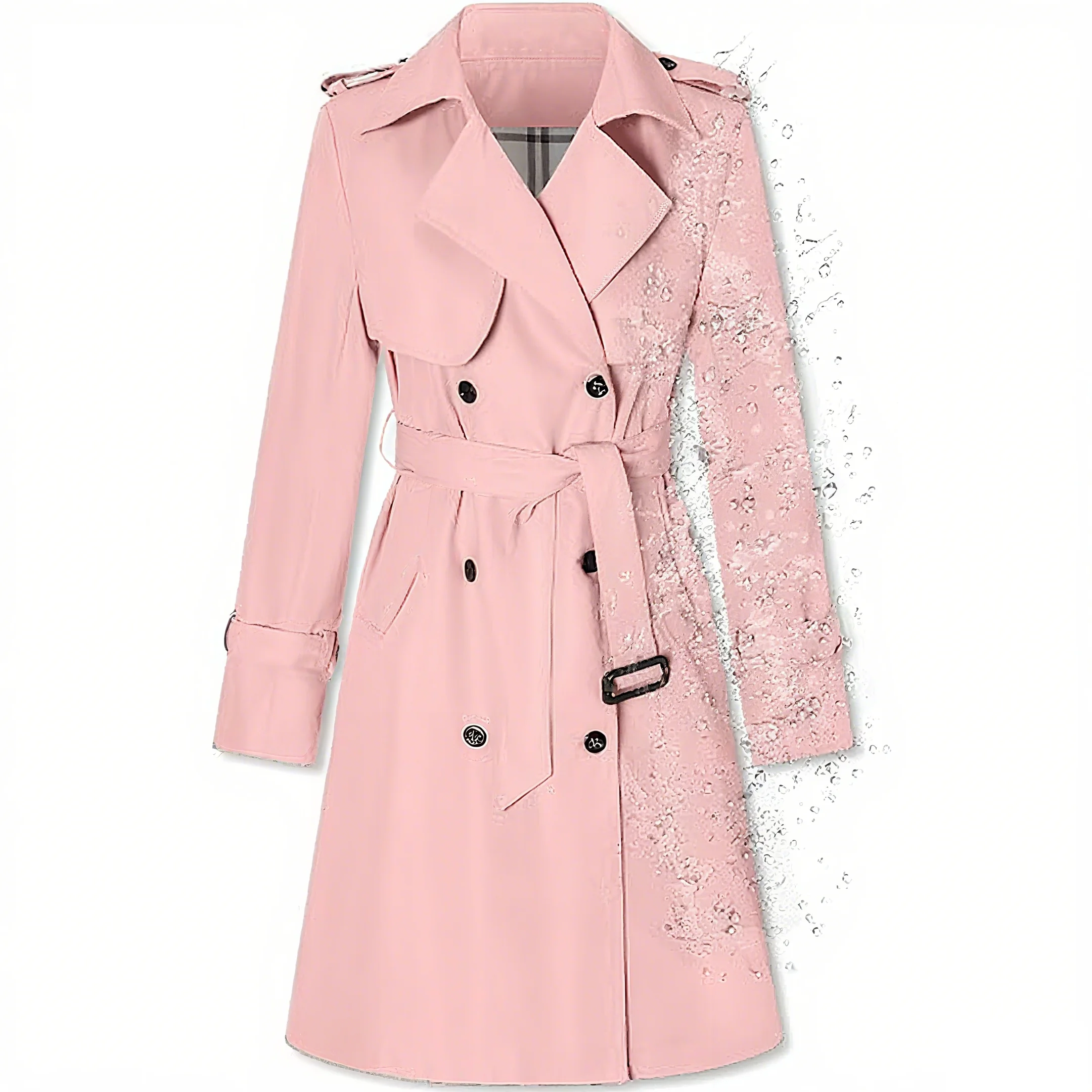 H15751333714340b894c4d6df9f9e0784n.webp Bosha Women's Casual Double Breasted Trench Coat Autumn Rose Long Design Snake Skin Leather Closure Button Breathable Windproof - Image 1